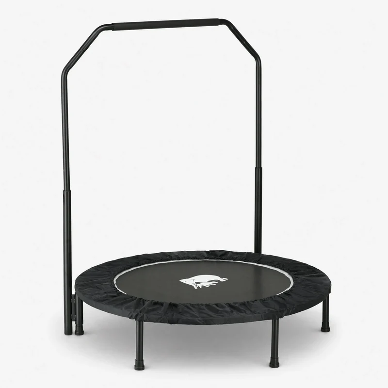 Hopfällbar fitnesstrampolin 100 cm med handtag – svart