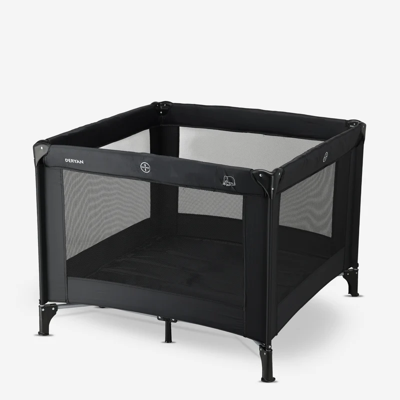 Hopfällbar lekhage 100 x 100 cm – Svart