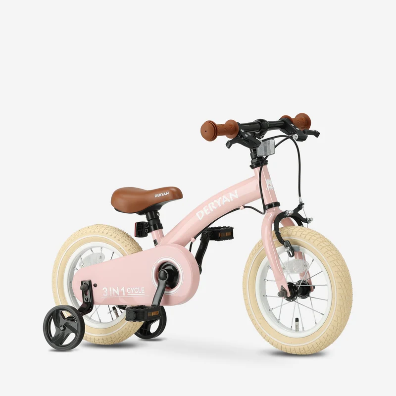 Lyxig Barncykel 12 tum - 3 i 1 - balanscykel Rosa