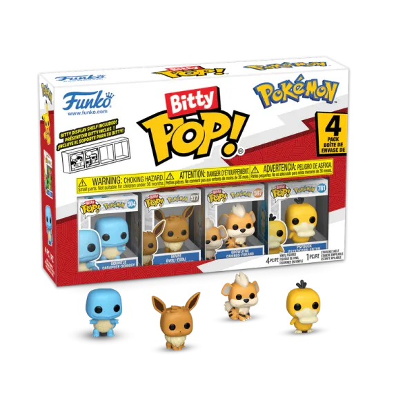 Funko Bitty POP! Pokemon Squirtle - 4 Pack (Squirtle, Eevee, Growlithe, Psyduck)