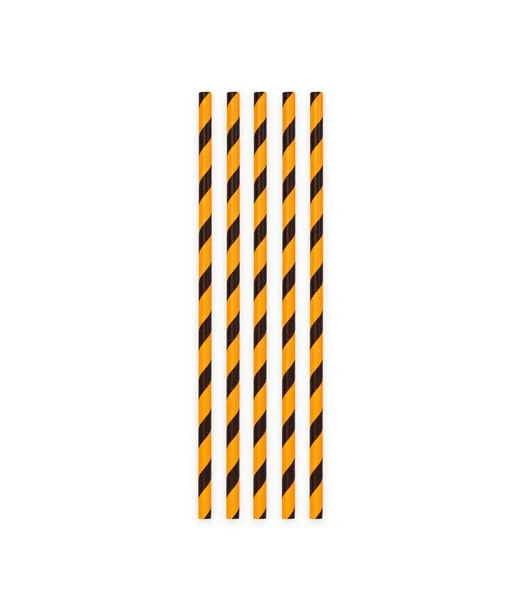 Papperssugrör, svart/orange 20 st
