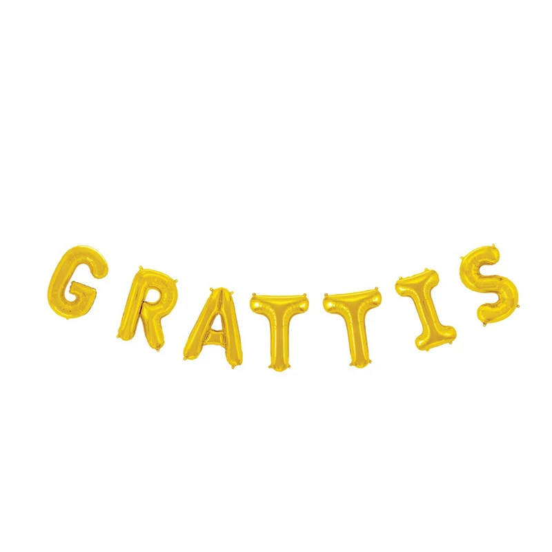 Folieballong, girlang grattis guld