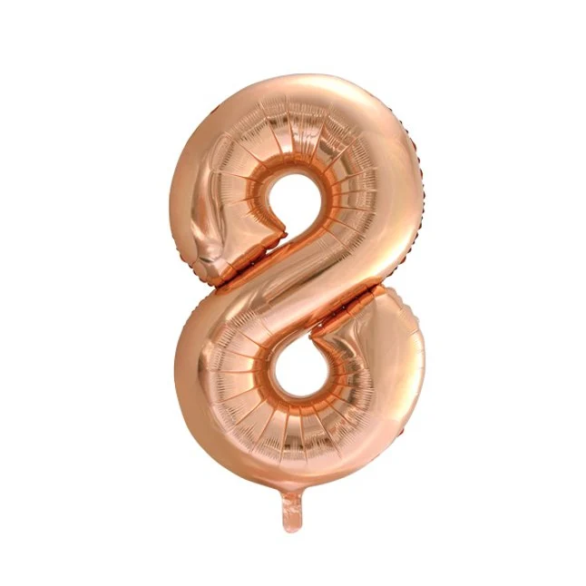 Folieballong, siffra 8 roséguld 86 cm