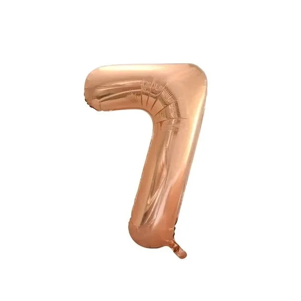 Folieballong, siffra 7 roséguld 86 cm