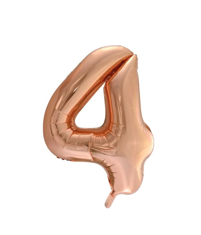 Folieballong, siffra 4 roséguld 86 cm