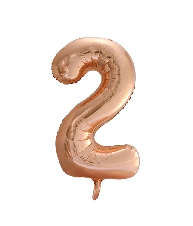Folieballong, siffra 2 roséguld 86 cm