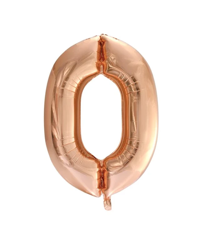 Folieballong, siffra 0 roséguld 86 cm