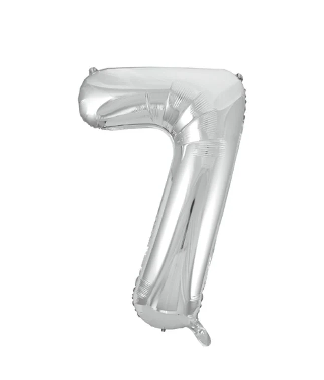 Folieballong, siffra 7 silver 86 cm