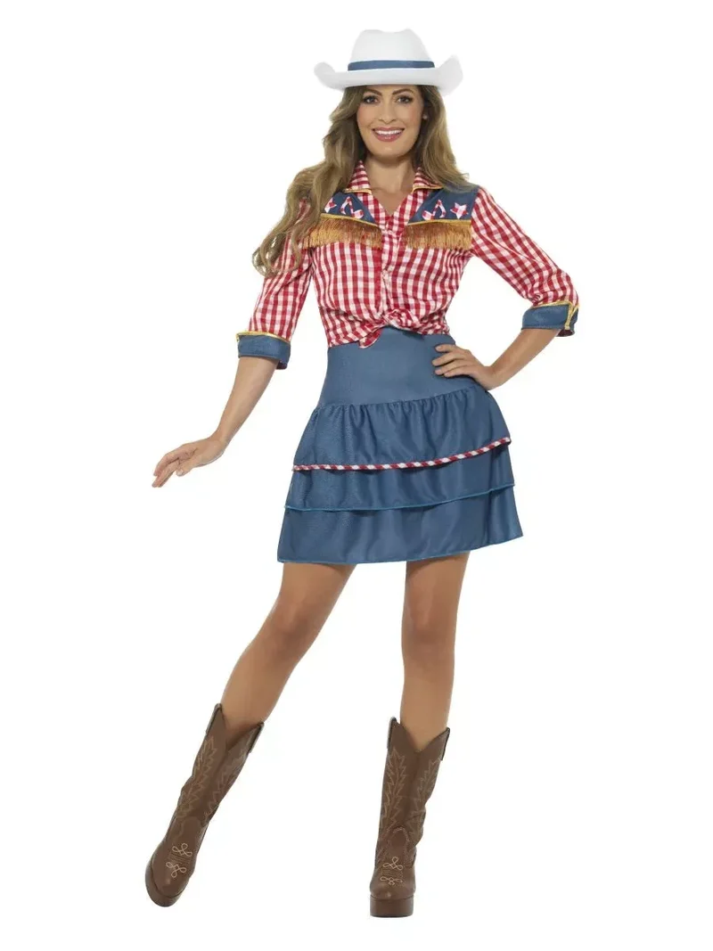 Dräkt, rodeo doll blå S