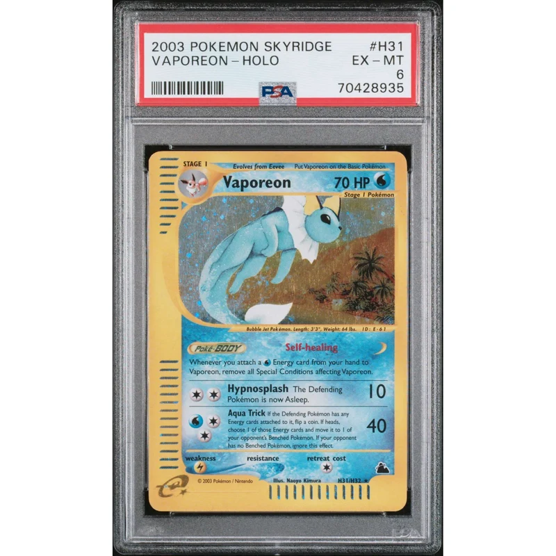 Pokémon TCG: Vaporeon Holo #H31 PSA 6 - Skyridge