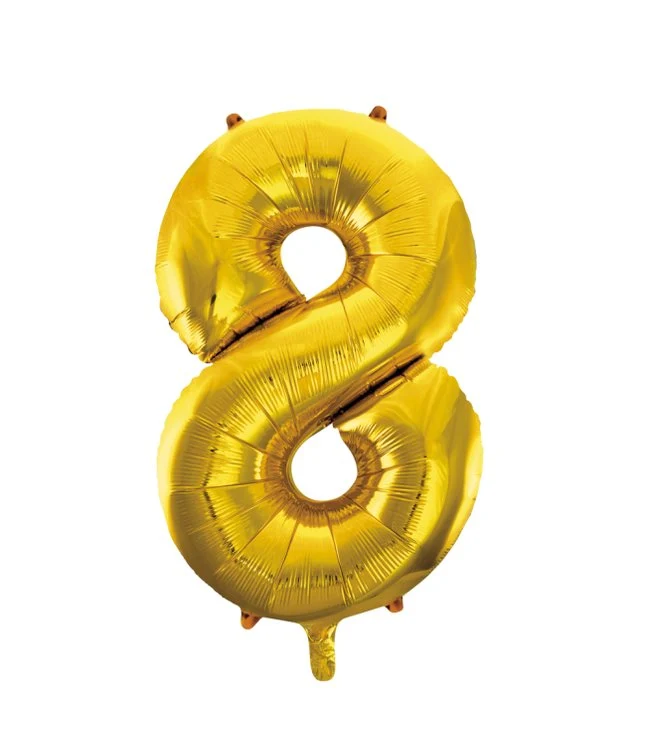 Folieballong, siffra 8 guld 86 cm