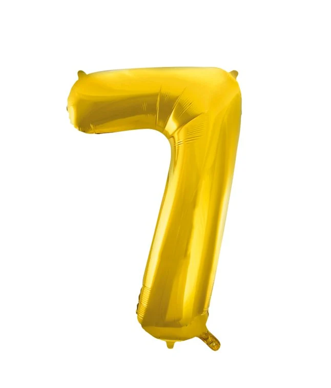 Folieballong, siffra 7 guld 86 cm