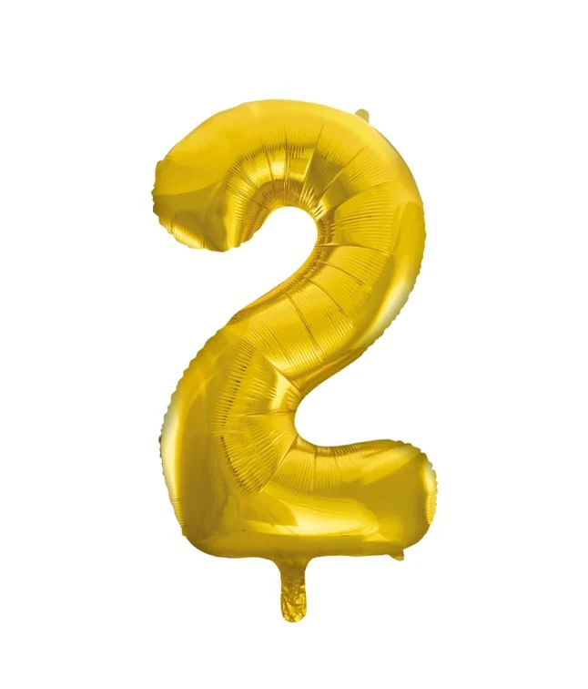 Folieballong, siffra 2 guld 86 cm