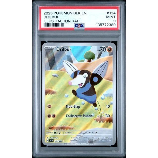 Pokémon TCG: Drilbur #124 PSA 9 - Black Bolt