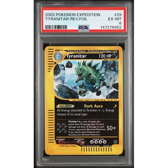 Pokémon TCG: Tyranitar Reverse Holo #29 PSA 6 - Expedition Base Set