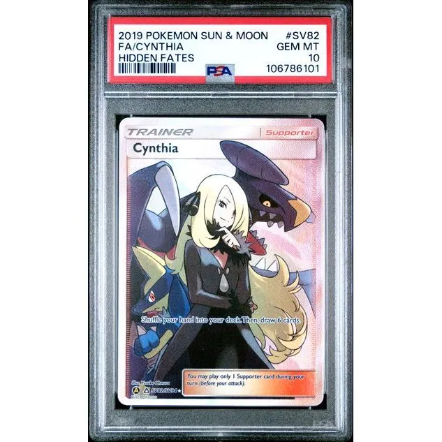 Pokémon TCG: Cynthia #SV82 PSA 10 - Hidden Fates Shiny Vault
