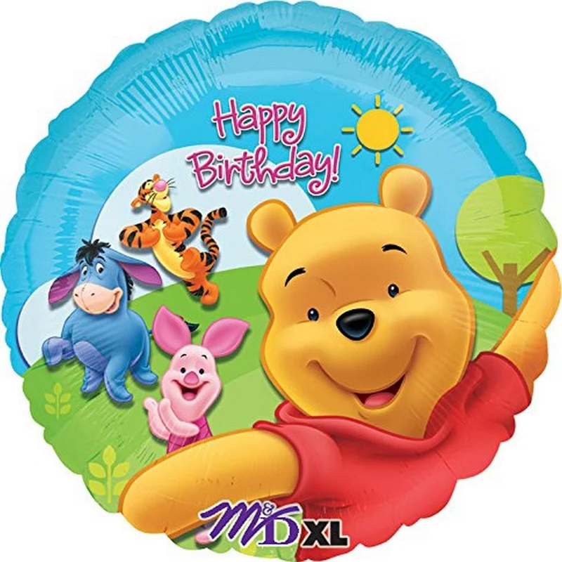 Folieballong, happy birthday Nalle Puh 43 cm
