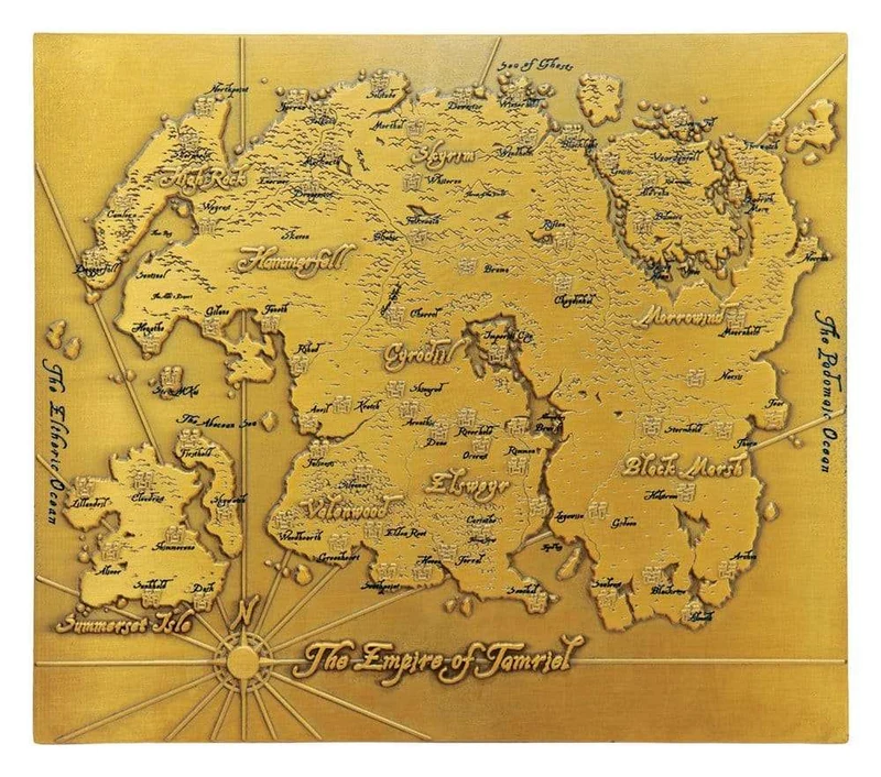 The Elder Scrolls replikkarta i metall över Tamriel – Limited Edition 15 x 13 cm