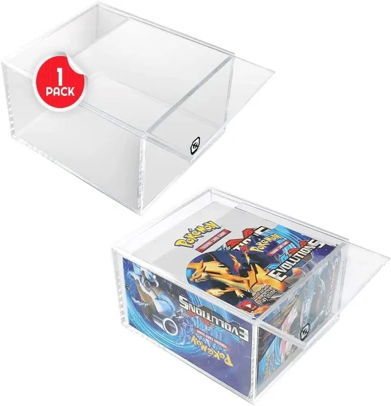 Evoretro Premium Acrylic Display Case for Pokemon Booster Box Display with Sliding Lid