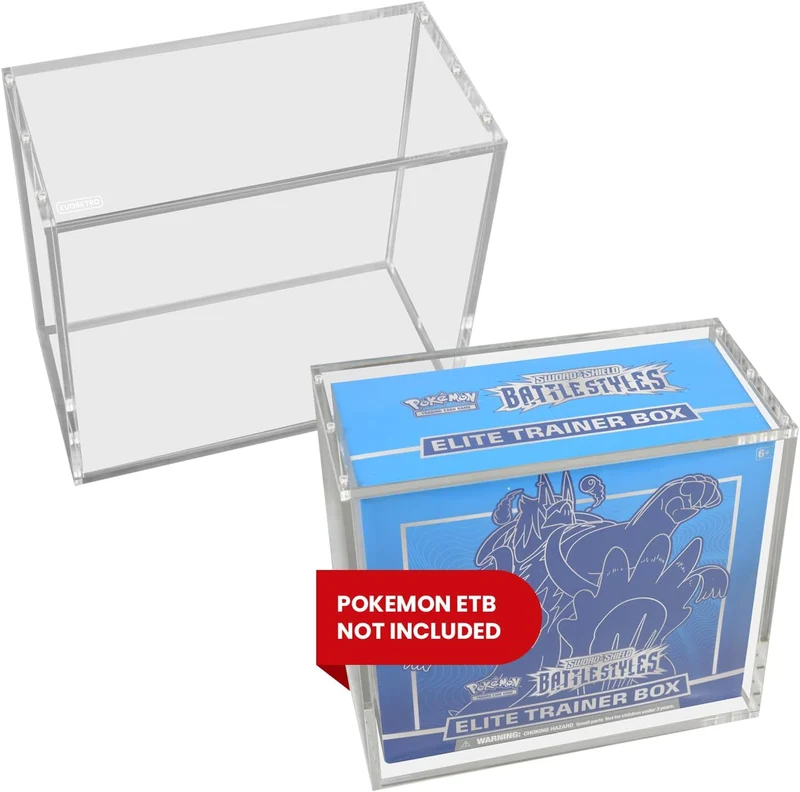 Evoretro Premium Acrylic Display Case for Pokemon Elite Trainer Box (ETB)