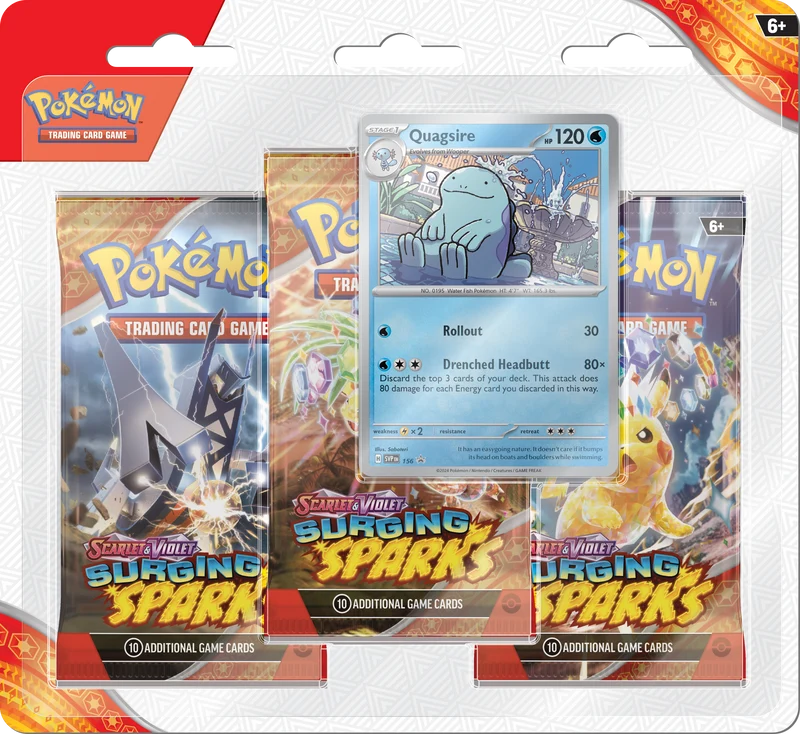 Pokemon SV8: Surging Sparks - 3 pack Blister Boosters