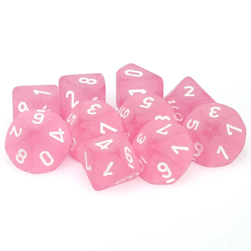 Chessex Dice Frosted Polyheral Pink with White Numbers - Tärningar