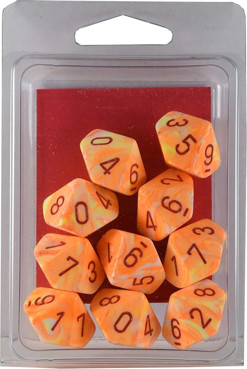 Chessex Dice Gemini Festive Sunburst/Red - Tärningar
