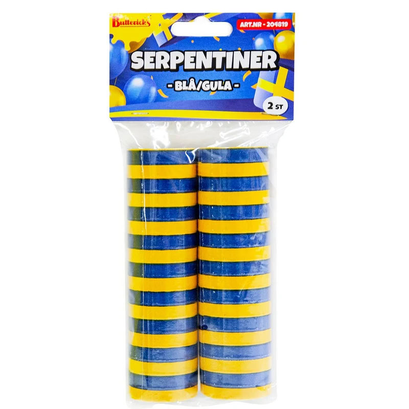 Serpentiner, blå/gul 2 st