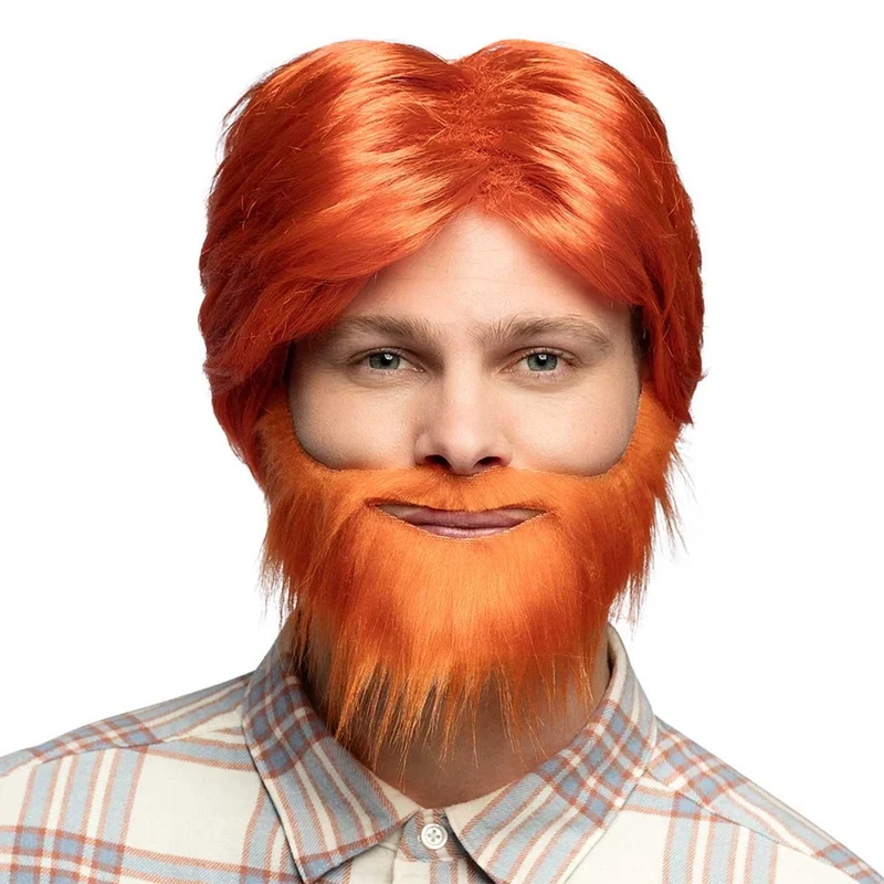 Peruk, orange med skägg