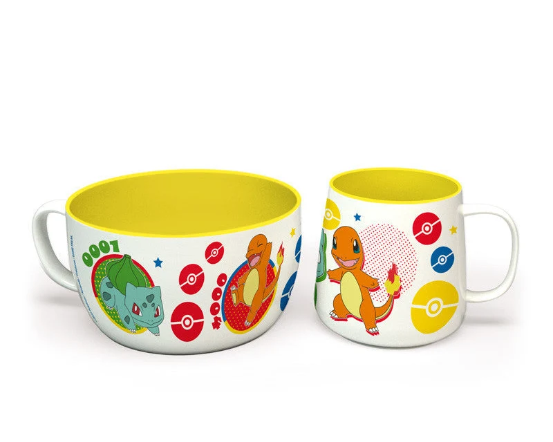 Pokemon Frukost Set Mugg + Skål - Pikachu & Kanto Starter