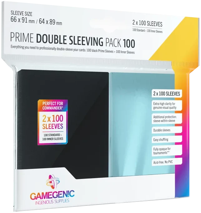 Gamegenic Just Sleeves - Prime Double Sleeving Pack Clear/Black (2x100 Sleeves)