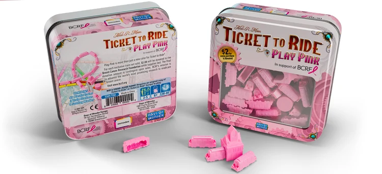 Ticket To Ride Play Pink (Rosa spelpjäser för att stödja BCRF)