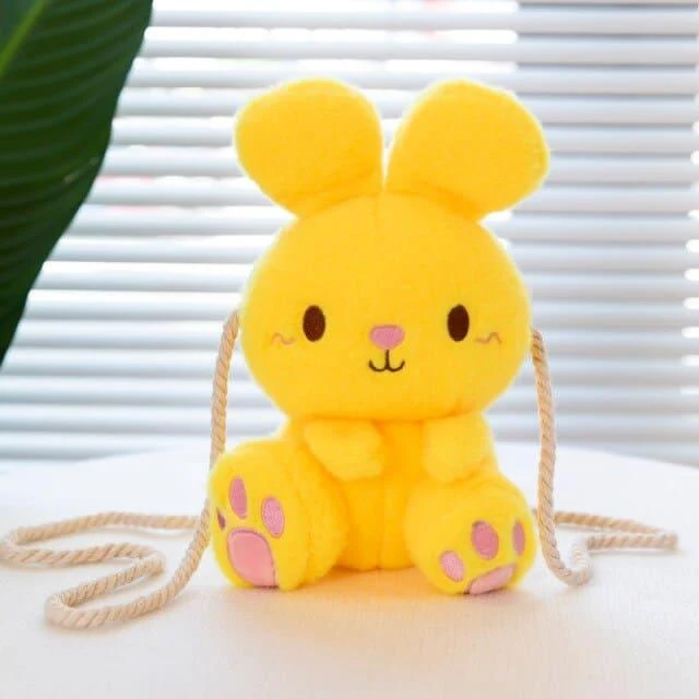 Peluche Lapin Sac Bandoulière Jaune