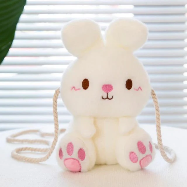 Peluche Lapin Sac Bandoulière Blanc