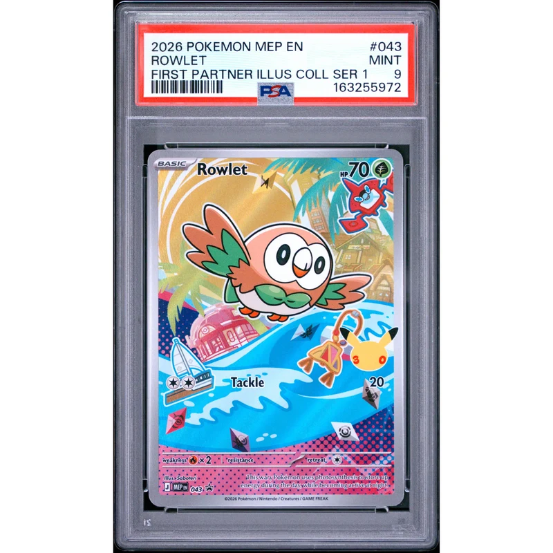 Pokémon TCG: Rowlet #043 PSA 9 - Mega Evolution Black Star Promo