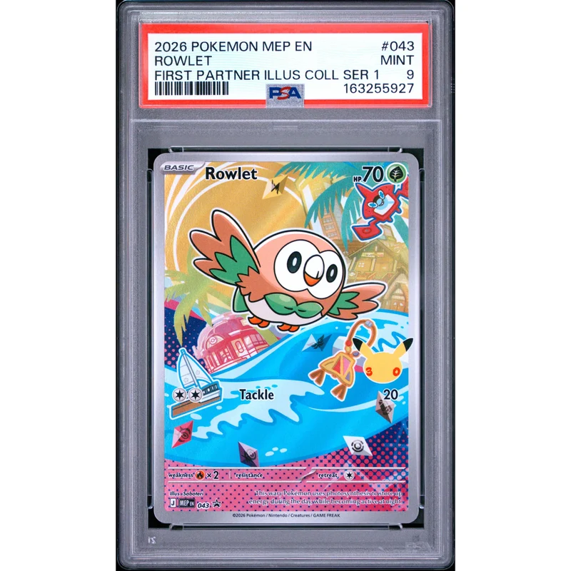 Pokémon TCG: Rowlet #043 PSA 9 - Mega Evolution Black Star Promo