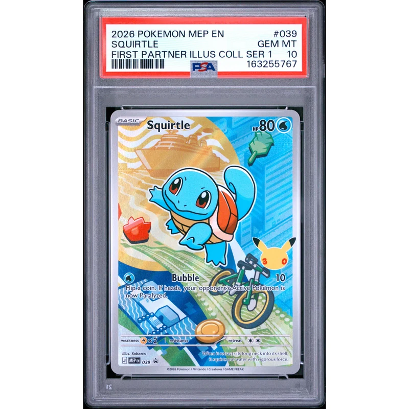 Pokémon TCG: Squirtle #039 PSA 10 - Mega Evolution Black Star Promo