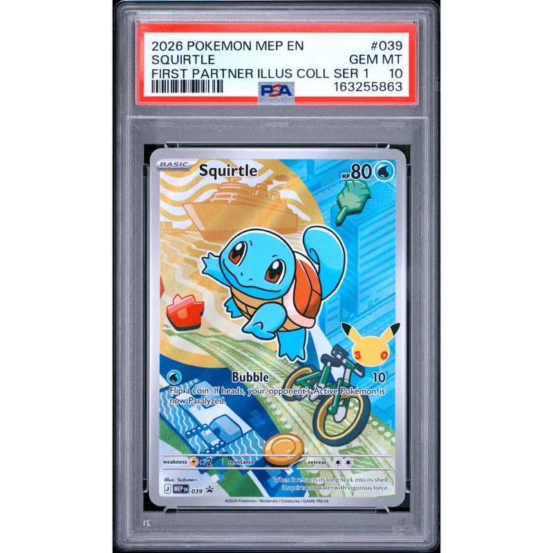 Pokémon TCG: Squirtle #039 PSA 10 - Mega Evolution Black Star Promo