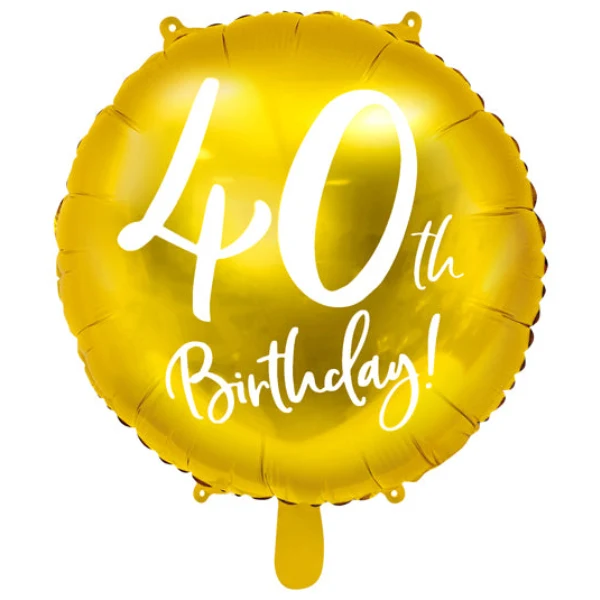 Folieballong, happy birthday 40th 45 cm