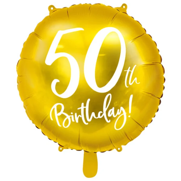 Folieballong, happy birthday 50th 45 cm