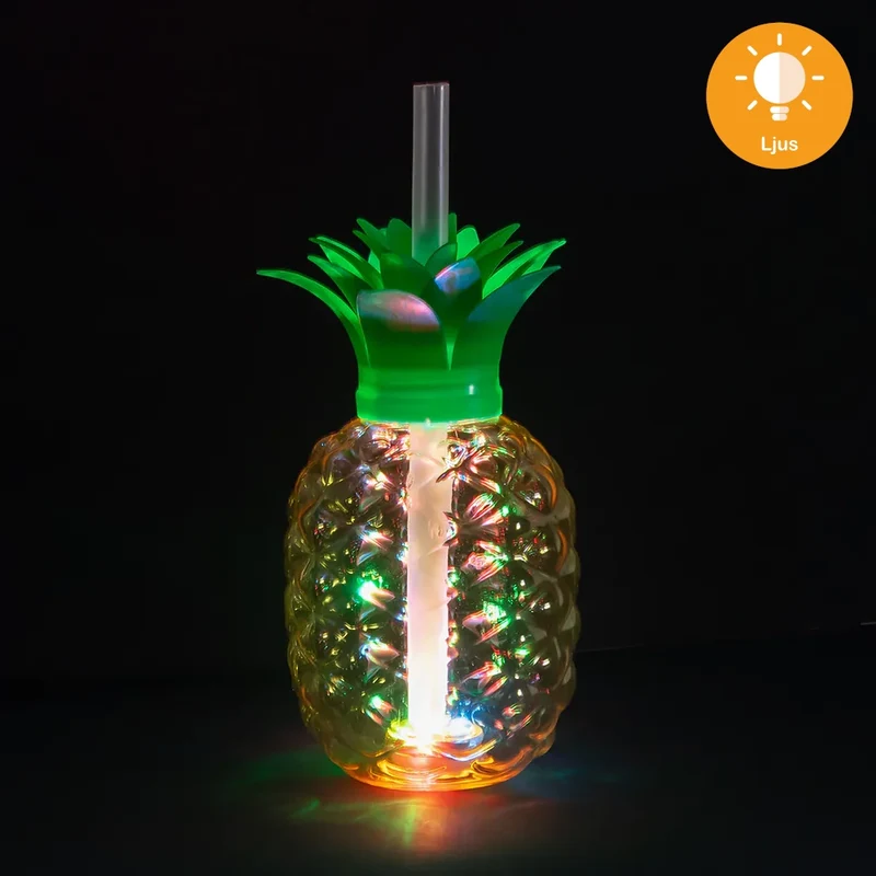 LED-drinkglas med sugrör, ananas 50 cl