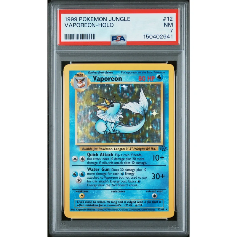 Pokémon TCG: Vaporeon Holo #12 PSA 7 - Jungle