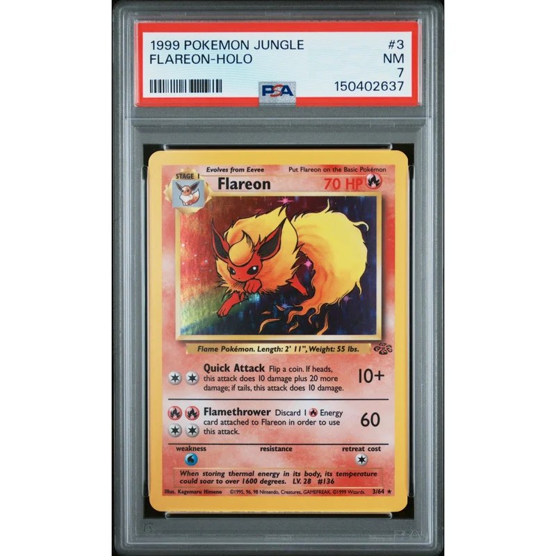 Pokémon TCG: Flareon Holo #3 PSA 7 - Jungle