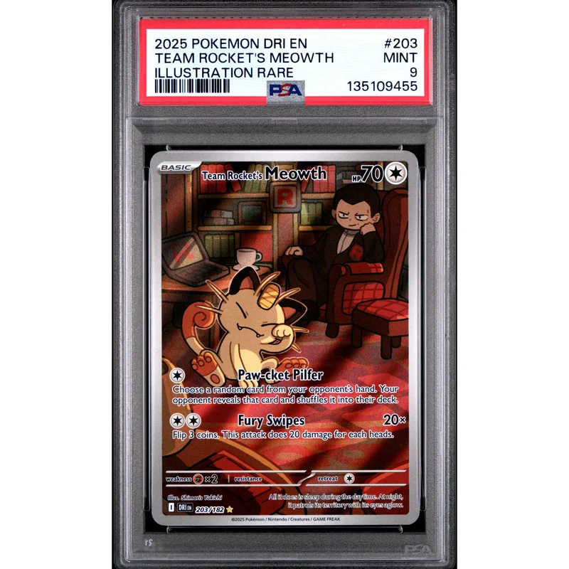 Pokémon TCG: Team Rocket's Meowth #203 PSA 9 - Destined Rivals