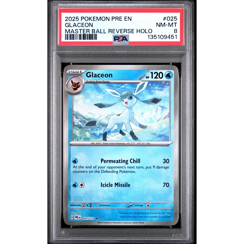 Pokémon TCG: Glaceon #025 PSA 8 - Prismatic Evolutions