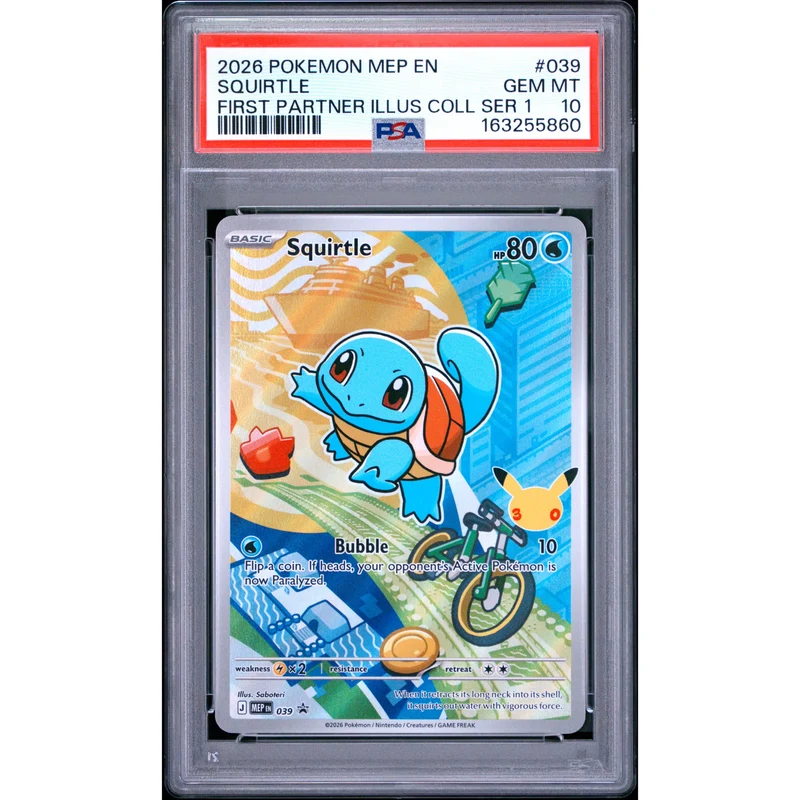Pokémon TCG: Squirtle #039 PSA 10 - Mega Evolution Black Star Promo