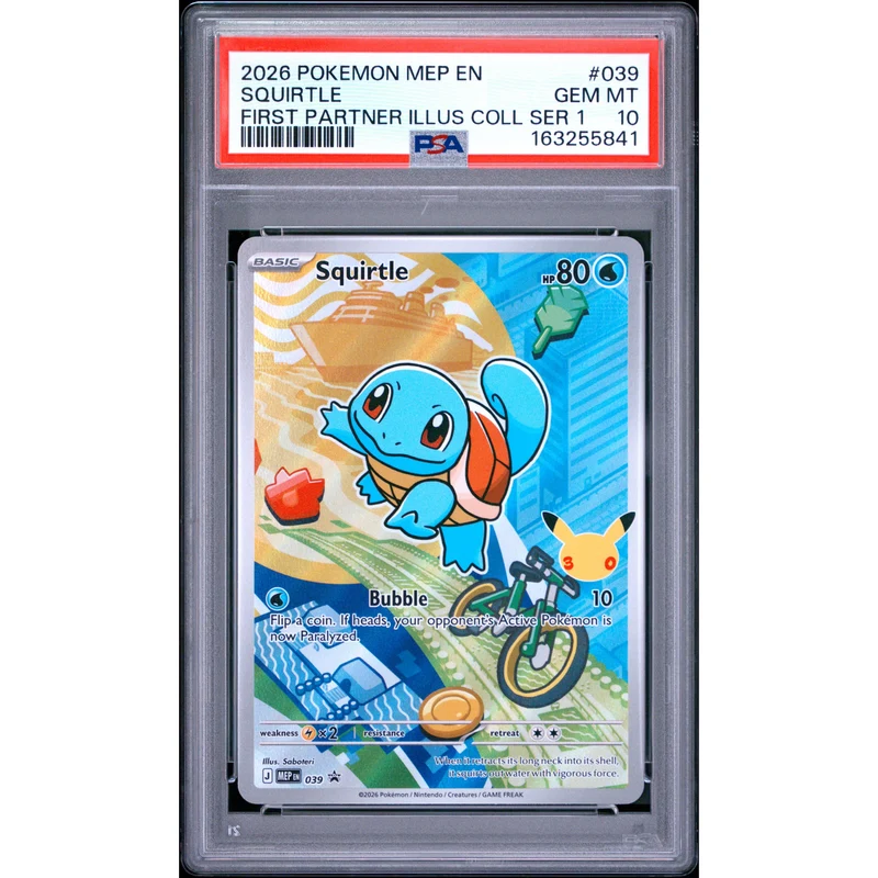 Pokémon TCG: Squirtle #039 PSA 10 - Mega Evolution Black Star Promo