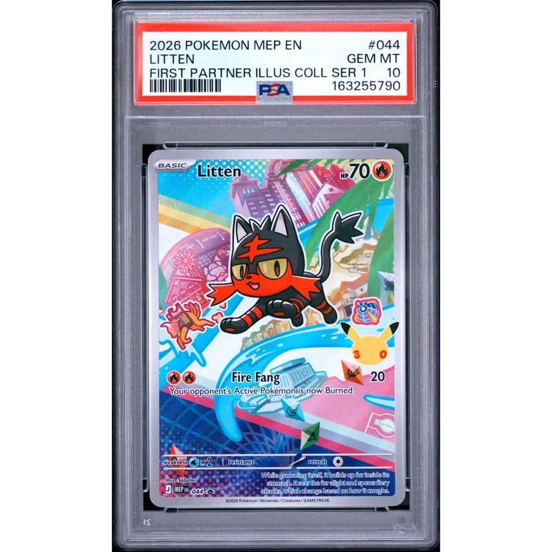 Pokémon TCG: Litten #044 PSA 10 - Mega Evolution Black Star Promo