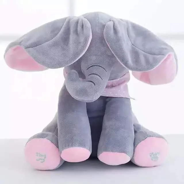 Peluche Éléphant Gris et Rose