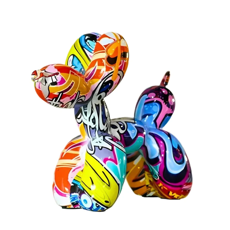 Skulptur i form av Ballonghund med Graffiti Design